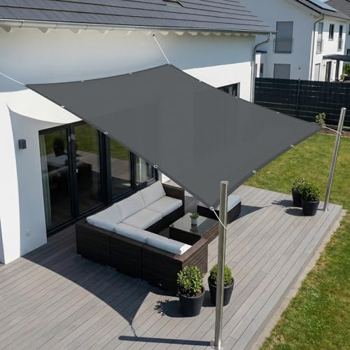 SUNNY GUARD Sonnensegel Wasserdicht 1.5x2m Rechteckig mit Ösen Segel Sonnenschutz Wetterfest UV Schutz für Balkon, Terrasse, Garten, Hof, Grau Anthrazit