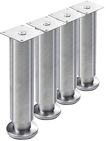 Modernes, verstellbares rundes Tischbein aus Edelstahl, 19,8 cm, für robuste Möbel, Schrank, Couchtisch, Sofa, Schrank, Stützbein mit 200 mm Größenverstellung