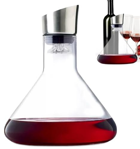 Caraffa per vino rosso, caraffa per vino rosso - Caraffa per vino in vetro da 1500 ml con dispenser - Aeratore per vino portatile, filtro in acciaio, per vino