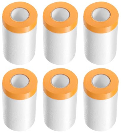 QUARKZMAN 6 Rollos de Película de Enmascarar Pre-Cubierta 25.6 x65.6Ft Cinta y Cubierta de Plástico para Pintores con Cinta Película de Plástico para Cubrir Pintura de Automóviles