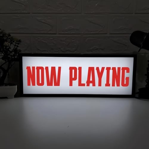 Now Playing RGB LED Neon Lightbox Dimmable Wall Mountable Pulsing Studio Warning Sign Illuminated Lights Sign for Cinema Libraries Cafes Home Company Desk Wall Decor USB Powered