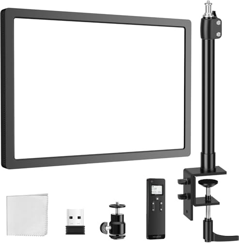 NEEWER 25W 12,9'' LED avec Support de Bureau,Remote 2,4GHz,émetteur USB,Contrôle par App PC/Mac,Panneau Lumineux Vidéo à Intensité Variable avec 2300lux,2900K-7000K,CRI98+,pour Webcam,Zoom,GL25B