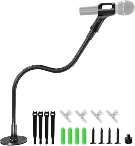 Etour 19-inch Gooseneck Microphone Stand, Heavy-Duty Flexible Mic Holder with Flange Mount Base, Ideal for Podium, Studio, Podcasts, Lectures, Broadcasts, Gaming and Streaming