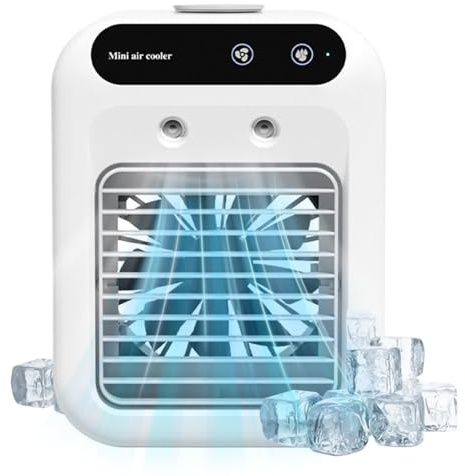 Portable Air Conditioner Fan, Evaporative Cooler with Cold Air, 2-Speed USB Personal Air Cooler, Desktop Fan with Water Mist Spray, for Room, Offices, Camping, Travel