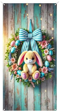 Banderolas De Pascua | 89x178 Cm Fondo Impermeable Bonito,Banderines de Pascua para Puerta Principal,Para Interior Exterior Porche Entrada Jardín Patio Vacaciones de Primavera