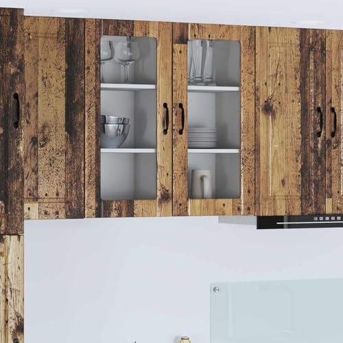Ordellia Porto - Armadietto da parete in vetro, 40 x 31 x 80 cm, con 3 ripiani e 2 ante, moderno armadio da cucina sospeso, per riporre oggetti in cucina e sala da pranzo
