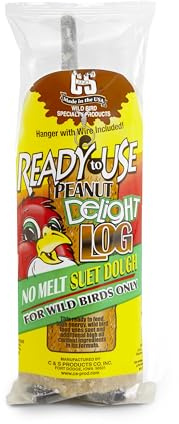 C&S Peanut Delight No Melt Suet Dough Log, Suet Dough for Wild Birds, 1 pound