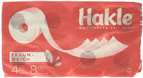 Hakle Sanft Sicher & Traumweiss 4-Lagig, Toilettenpapier, 3er Pack (3 x 8 Stück)