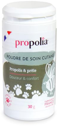 PROPOLIA - Poudre de Soin cutané pour Chien et Chat - Propolis & PRELE - Fabriquée en France - 30 g