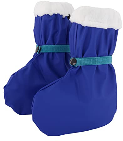 lovely lemon Regenfüßlinge für Babys & Kleinkinder, wasserdicht, gefüttert mit Lammfellimitat, blau, One Size (bis Schuhgröße 22)