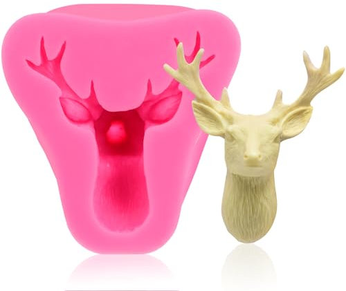 BESTONZON Moule à Fondant en Silicone Tête de cerf pour gâteaux, Pudding Chocolat, pâtisserie (Couleur aléatoire)