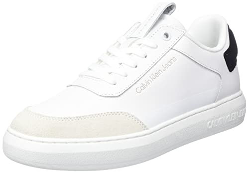 Calvin Klein Herren Cupsole Sneaker Casual High/Low Freq Schuhe, Weiß (White/Creamy White/Black), 44