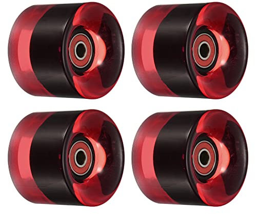 PATIKIL 4 Stück 60mm Longboard Rollen mit Lager ABEC-9 Skateboard Rad Straße Rollen für Skateboards Cruiser Räder Ersatz 80A Klar Rot
