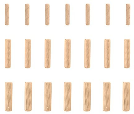 21pcs Wooden Dowel Pins,3 Sizes Assorted Wooden Dowels,Wood Dowels Solid Hard Wood Dried Fluted Beveled Hardwood Rods Furniture for Professional Carpenters DIY and Craft Projects(6mm,8mm,10mm)