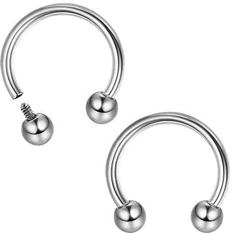 MILACOLATO 16g Septum Rings for Women Men | Implant Grade G23 Titanium Septum Ring | Internally Threaded Horseshoe Barbell Piercing Jewelry for Nose Lip Tragus Eyebrow Helix Daith | 2pcs Silver 8mm
