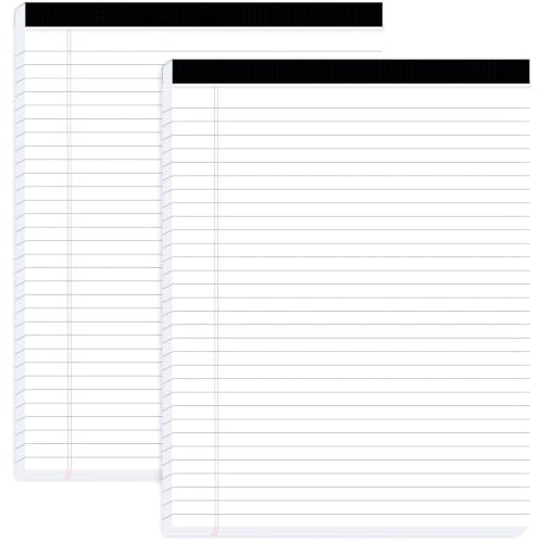 Koogel 2 Packs Legal Pads 21.5 x 28cm, 50 Sheets Wide Ruled Lined Perforated Notepads Writing Pads White Paper Pads for Student School Office