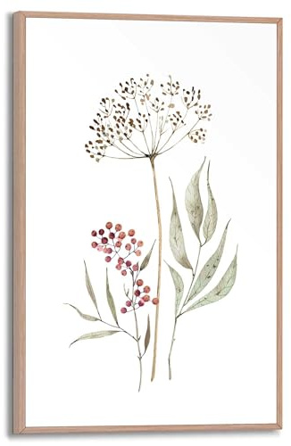 REINDERS Gerahmtes Bild, Aqua Flowers, Wohnzimmer, Poster, Wanddeko, Room Decor, MDF, Grün, 30 x 20