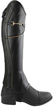 AK Equestrian Chaps zum Reitchaps mit Gebisskette und Lederschutz im Inneren AKRS-1864 (Schwarzes/Gold, L)