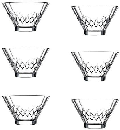 Queensway Home & Dining Glass 320ml Ice Cream Bowls Elegant Dessert Cups for Ice Cream, Fruit, Pudding, and More Versatile Serving Dishes for Stylish Presentation (Set of 6)