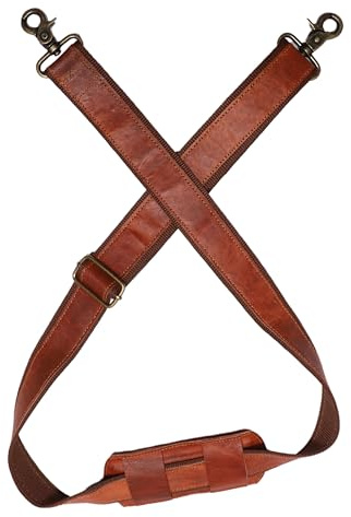 Adjustable Genuine Leather Shoulder Strap – Vintage Brown 60-Inch Comfort-Fit Padded Replacement with Heavy-Duty Swivel Hooks for Crossbody, Laptop, Messenger, Purse, Handbag, Duffel & Luggage Bags