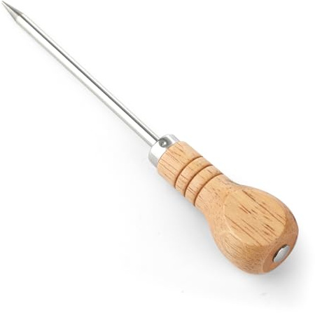 OIHCAZ Bradawl Tool with Wooden Handle 180mm (7), Versatile Sewing Awl Tool Stainless Steel Bradle Tools for Ice Sculpting, Leather Crafting, Woodworking, DIY Projects