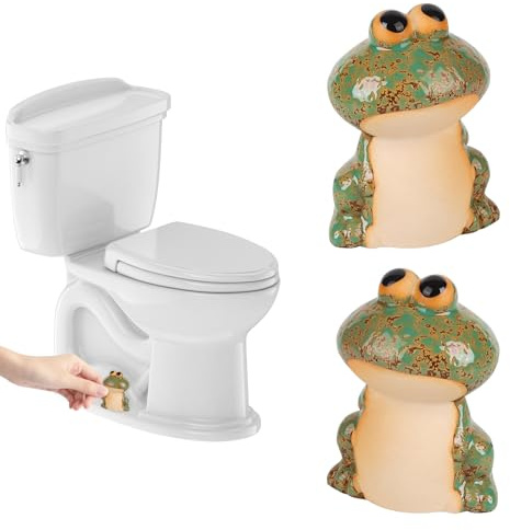 Cute Frog Ceramic Toilet bolt Covers, Tall Decorative Toilet bolt Caps, Toilet Screw Cover Caps, Easy Installation for Toilets Bowl,Bathroom Toilet Accessories Decor(Green) ETARTJMHNB