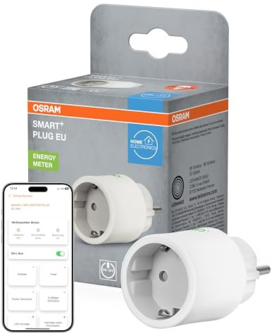 OSRAM SMART+ WiFi Matter Plug EU Steckdose, 2300W, 10A, IP20, weiß, Alexa, Google Home, Apple HomeKit