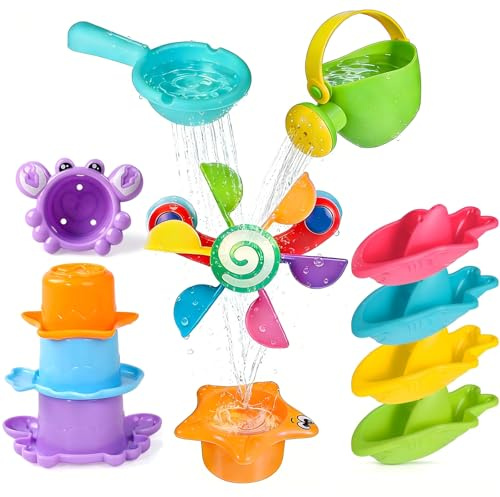 Baby Bath Toys for 1 2 3 4 5 Year Olds Boys Girls, 10PCS Mould Free Swimming Pool Toys for Toddlers Kids Age 1-5, Bath Water Toys for Children Birthday Gifts