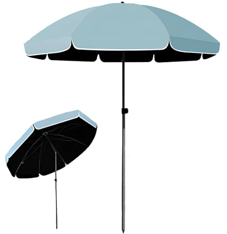 Genérico Gran Sombrilla De Mercado para Patio, Parasol Ajustable, Recubrimiento Negro, Impermeable Y Protección UV, Estructura De 3 Capas con 8 Varillas(Blue,240cm/7.8ft)