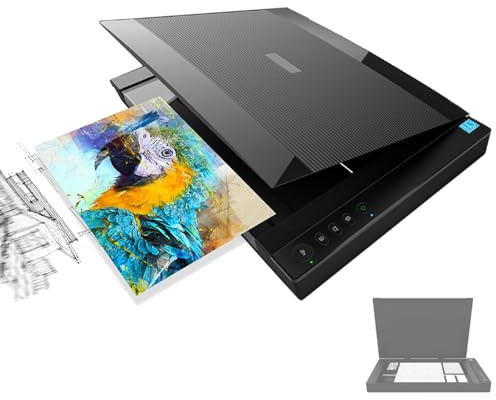 Flatbäddsskanner i stort format, 2 400 DPI, LED-ljuskälla, skanna till PDF/Email/tryck, för dokument, foton, böcker, perfekt för skol- och kontorsdigitalisering