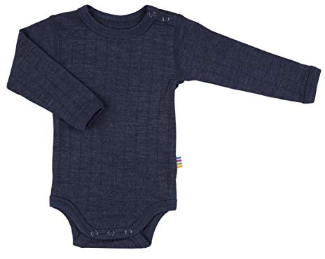 Joha Baby Body Langarm aus Merino-Wolle/Seide, Größe:86-92, Farbe:Navy