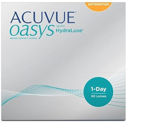 ACUVUE OASYS 1-Day for Astigmatism Kontaktlinsen – Tageslinsen mit angenehmem Tragegefühl – -1.5 dpt, Cyl -1.75, Ach 170 und BC 8,5 – Mit UV Schutz und Austrocknungsschutz – 90 Linsen