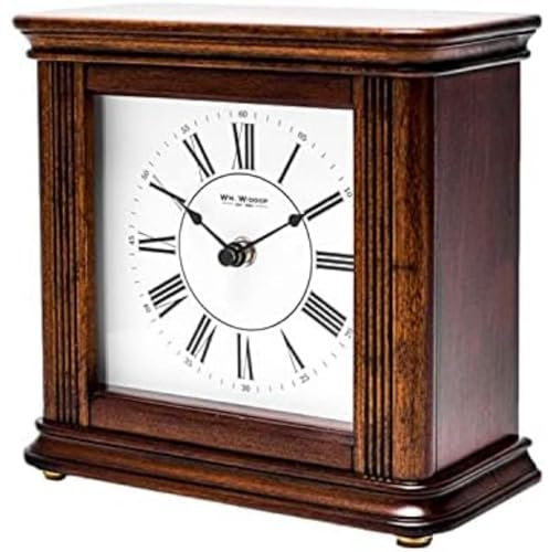 Widdop Antique Column Design Square Westminster Chiming Mantel Clock, Choice of Chimes W2904