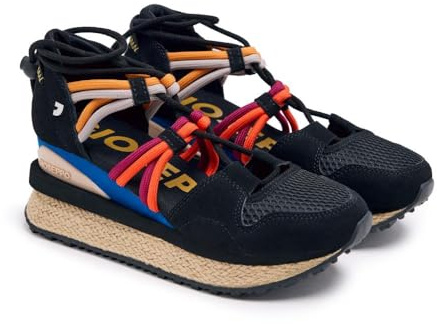 Beige Espadrille Wedge Sneakers for Women Tulare, Black/White, 6 UK