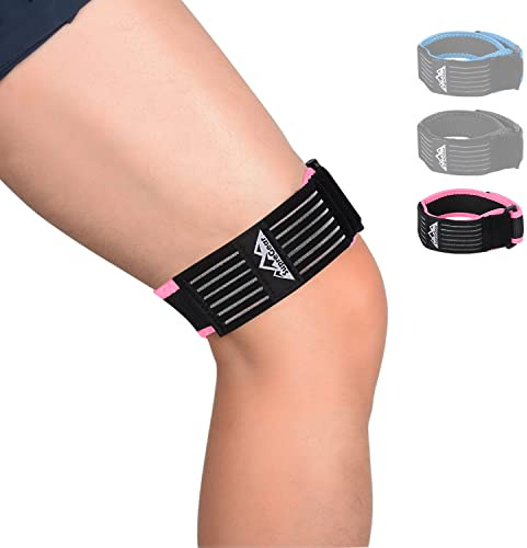 supregear Rodilla Protector Cinta para Tendón, Correa de banda IT para Rodilla, Cinta Rotuliana Ajustable, Cómoda y Transpirable para el Síndrome de la Banda Iliotibial (Rosado)