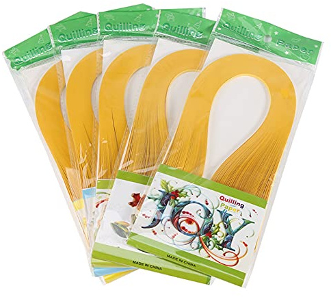 600 ränder gör-det-själv quilling-papper 3 mm bredd ren färg origami papper hantverk dekoration för dekorativ målning prydnader och förpackning (gul)