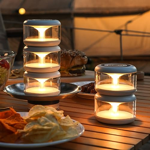 oneleaf Atmosphere Light Portable LED Night Light, Candle lamp, Three Lights with a Charging Base, Touch Switch Cordless Rechargeable Washroom,Stair,Bedroom,Camping