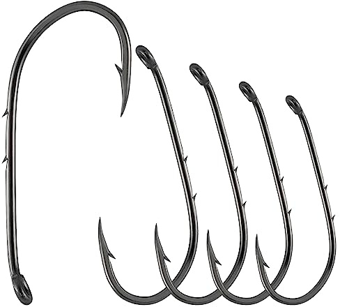 Alwonder Bulk of 100 Baitholder Hooks Worm Sea Fishing Hooks (Size 12 to 6/0) for Worm and Crab Live Soft Baits - Ideal for Pike, Catfish, Cod, Bass,Pollock,Trout and other Marine Specie Size 2