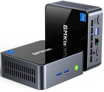 GMKtec Mini PC Intel Core i7-11390H (Turbo 5.0 GHz) 1TB SSD 16GB DDR4, Desktop Mini Computers WiFi 6, USB3.2, BT 5.2, DP, HDMI, RJ45 2.5G