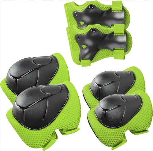 Knieschoner Kinder, 6 in 1 Kinder Schützer Inliner Schonerset Schutzausrüstung für 3-7 Jahre Kinder Ellenbogenschoner Handgelenkschoner Skate Protektoren Set für Skateboard Roller Skaten Fahren