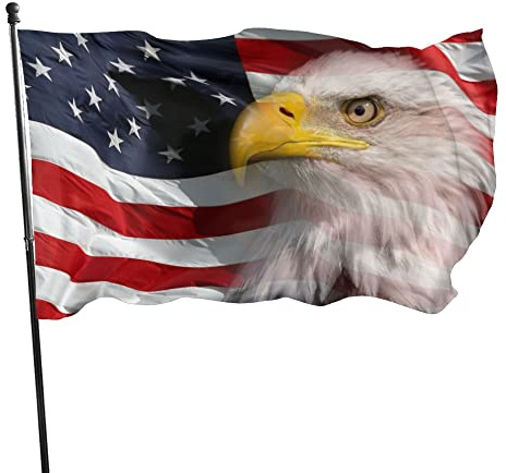 Bandiera decorativa da giardino, bandiera americana con aquila americana, per tutte le stagioni, per vacanze, benvenuto, giardino, decorazione da appendere al prato, 60 x 90 cm