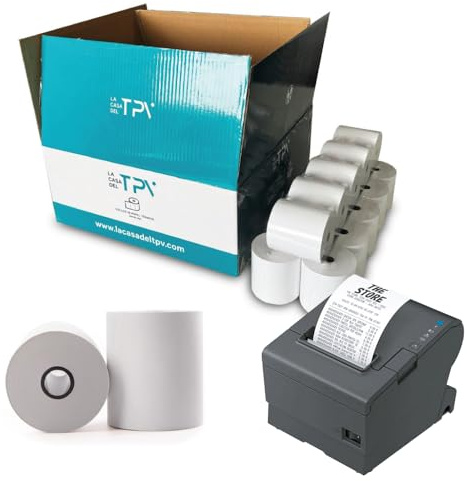 Papel Térmico 80x60 mm - 100 Rollos Papel Impresora Térmica y TPV - Papel para Tickets - Compatible Impresora, Caja Registradora y Básculas - Sin Bisfenol A - 60 Gr - 45 Metros/Rollo - La Casa del TPV
