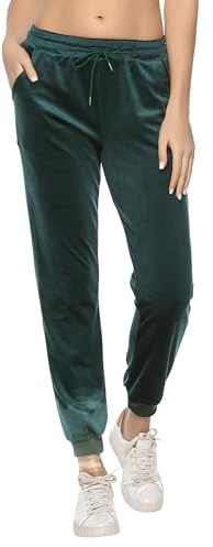 Aottori velour joggingbyxor dam nicki byxor långa sportbyxor varma dam fritidsbyxor sweatpants träningsbyxor joggingbyxor dambyxor, Grön, XXL
