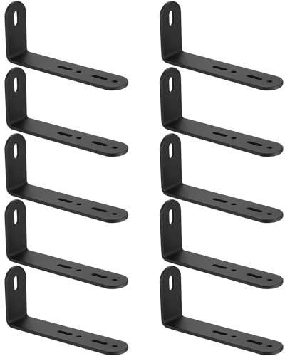 10 Pezzi Staffe Angolari Regolabile, Staffe a L per Legno, Staffa Angolare per Legno Mobili, 90 Gradi Squadretta di Giunzione Angolare con 3 Fori, per Supporto Angolo di Fissaggio, 111x52x25 mm