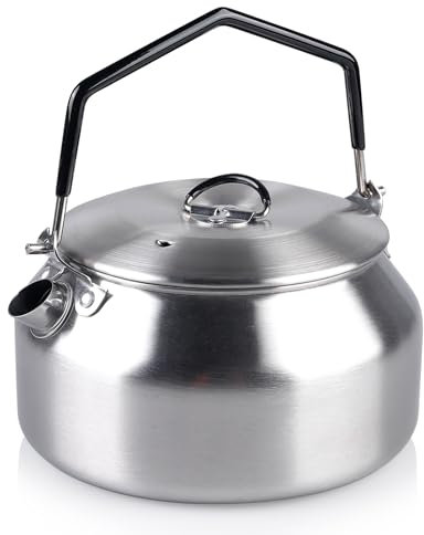 1 L Bouilloire De Camping, Bouilloire Camping, Bouilloire En Acier Inoxydable, Bouilloire De Camping Portable Théière À Cuisinière Rapide Ultralégère, Pour Pique Nique, Voyage La Randonnée (Argent)