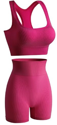 Havejoy Conjunto Deportivo Mujer Fitness Verano Moda Chandal Dos Piezas Leggings Shorts y Camiseta Tirantes Crop Top Sin Mangas Traje de Gimnasia Ropa Malla para Running Yoga Pilates Danza Sweatsuit