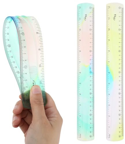 AOZUO Lot de 2 règles flexibles de 30 cm - Règle droite transparente en plastique incassable avec bord doux - Règle plate flexible pour l'école, la salle de classe, le bureau à domicile