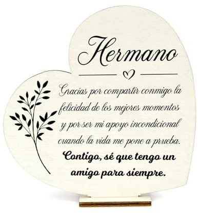 Regalo Hermano, Placa de Madera Corazón, Regalos Hermano Navidad, Regalo para Hermano, Regalos para Hermanos Regalos para Casa, Regalo Familia Regalo CumpleañOs Detalles Regalos Originales para Hombre