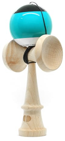 SkillAddicts Kendama - Verde azulado (cualquier nivel de habilidad, incluye juego de calcomanías, cuerda de repuesto y aplicación de aprendizaje de trucos)
