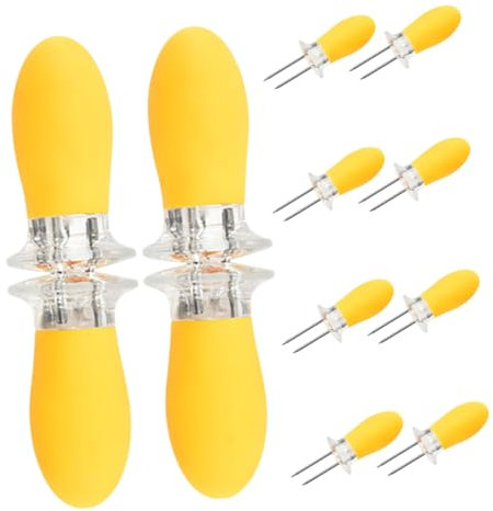 UKCOCO 12 Pezzi forchetta per mais in acciaio inossidabile Accessori per grigliate Forchette per mais compatte Multifunzionale stagione In piedi supporti per pannocchie di mais porta mais